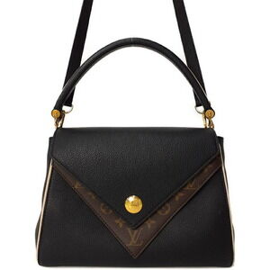 Louis Vuitton Grained Calfskin Monogram Double V 2way handbag Black